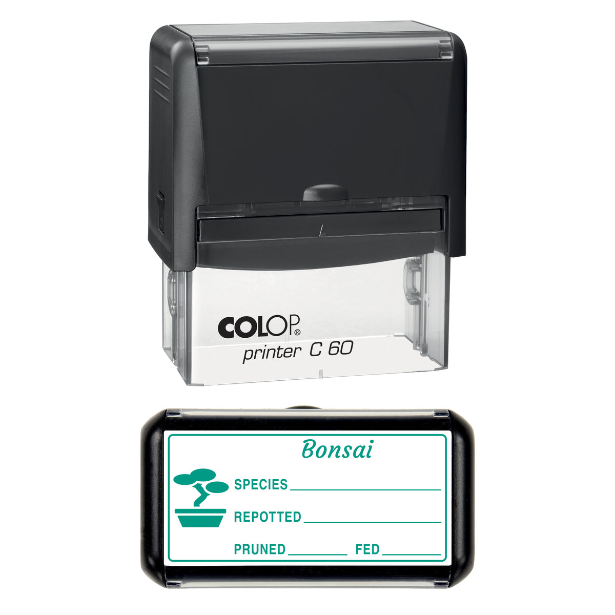 Bonsai Care Record Stamp, COLOP C60, 77 x 36mm, green ink