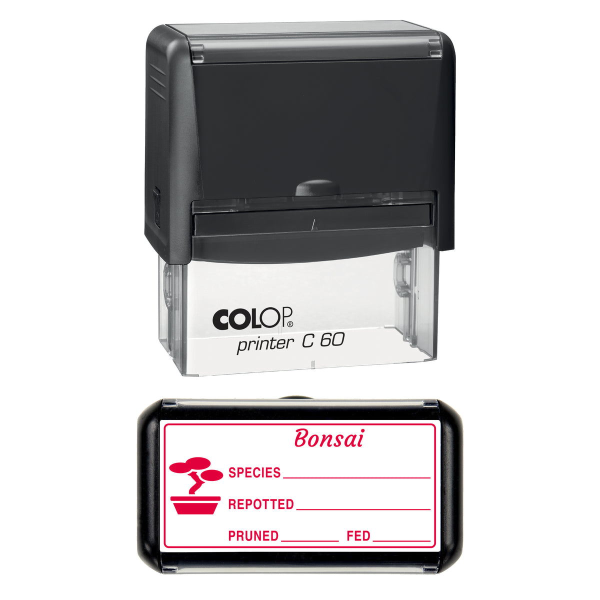 Bonsai Care Record Stamp, COLOP C60, 77 x 36mm, red ink