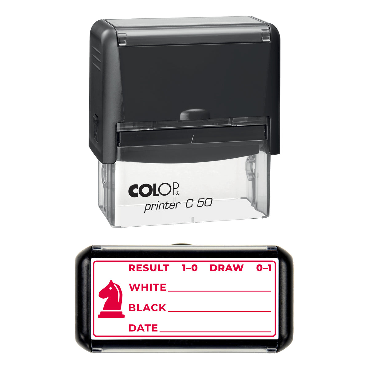 Chess Game Record Stamp, COLOP C50, 70 x 30mm, red ink