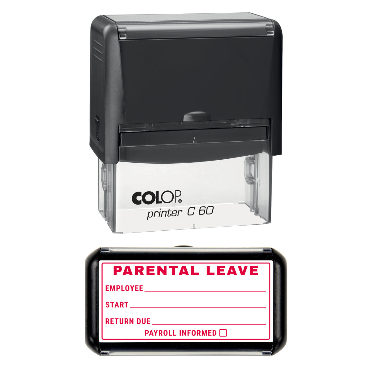 Parental Leave Stamp, COLOP C60, 77 x 36mm, red ink