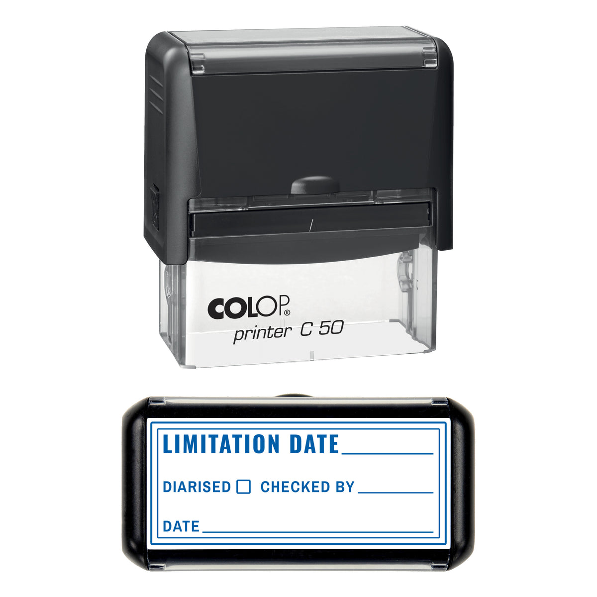 Limitation Date Stamp, COLOP C50, 70 x 30mm, blue ink