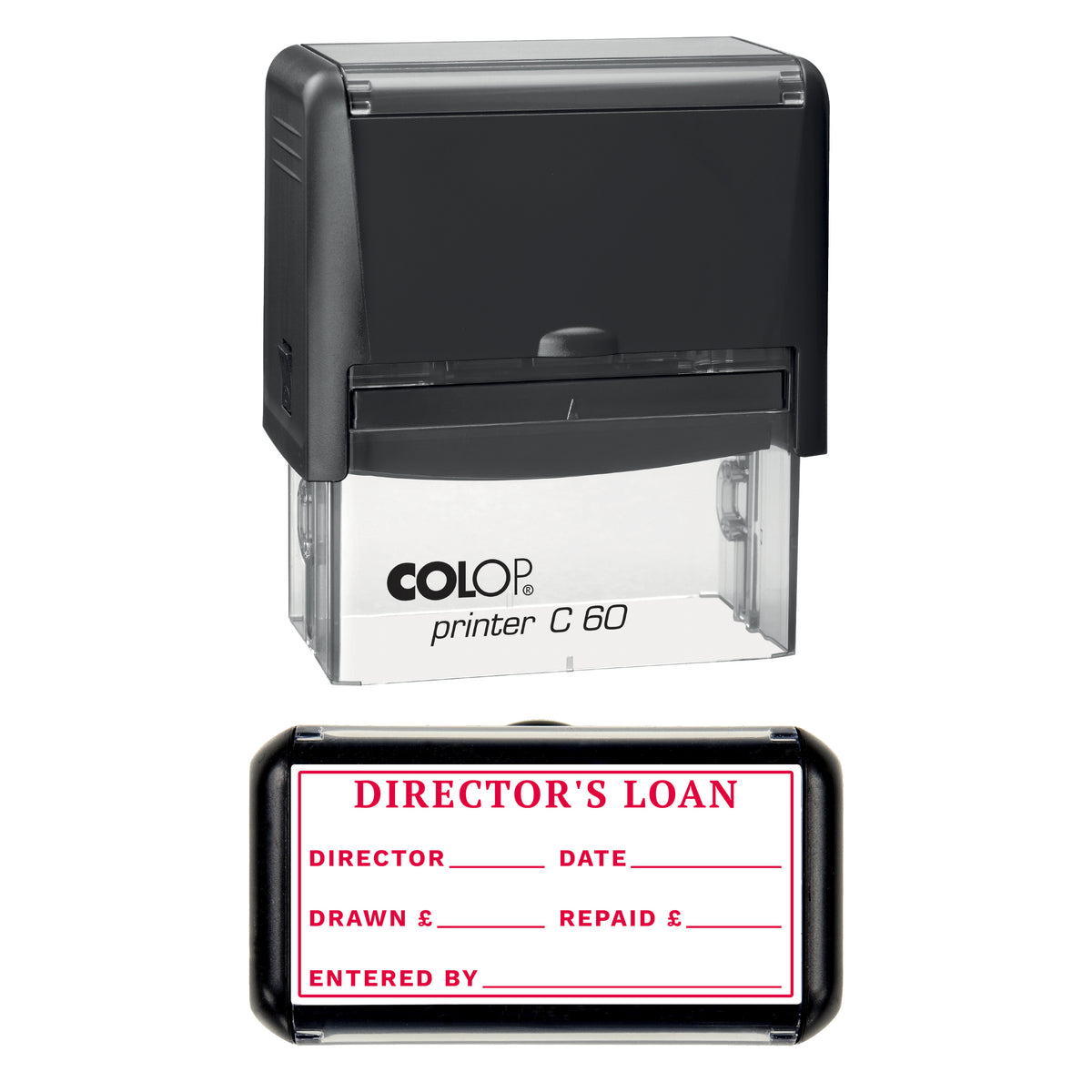 Director's Loan Stamp, COLOP C60, 77 x 36mm, red ink