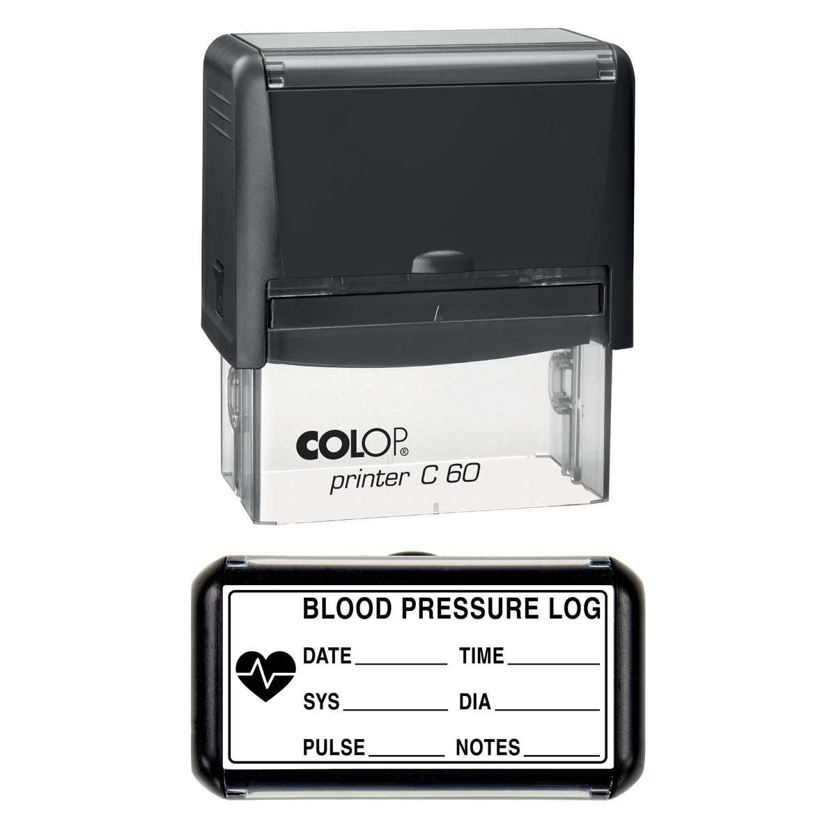 Blood Pressure Log Stamp, COLOP C60, 77 x 36mm, black ink