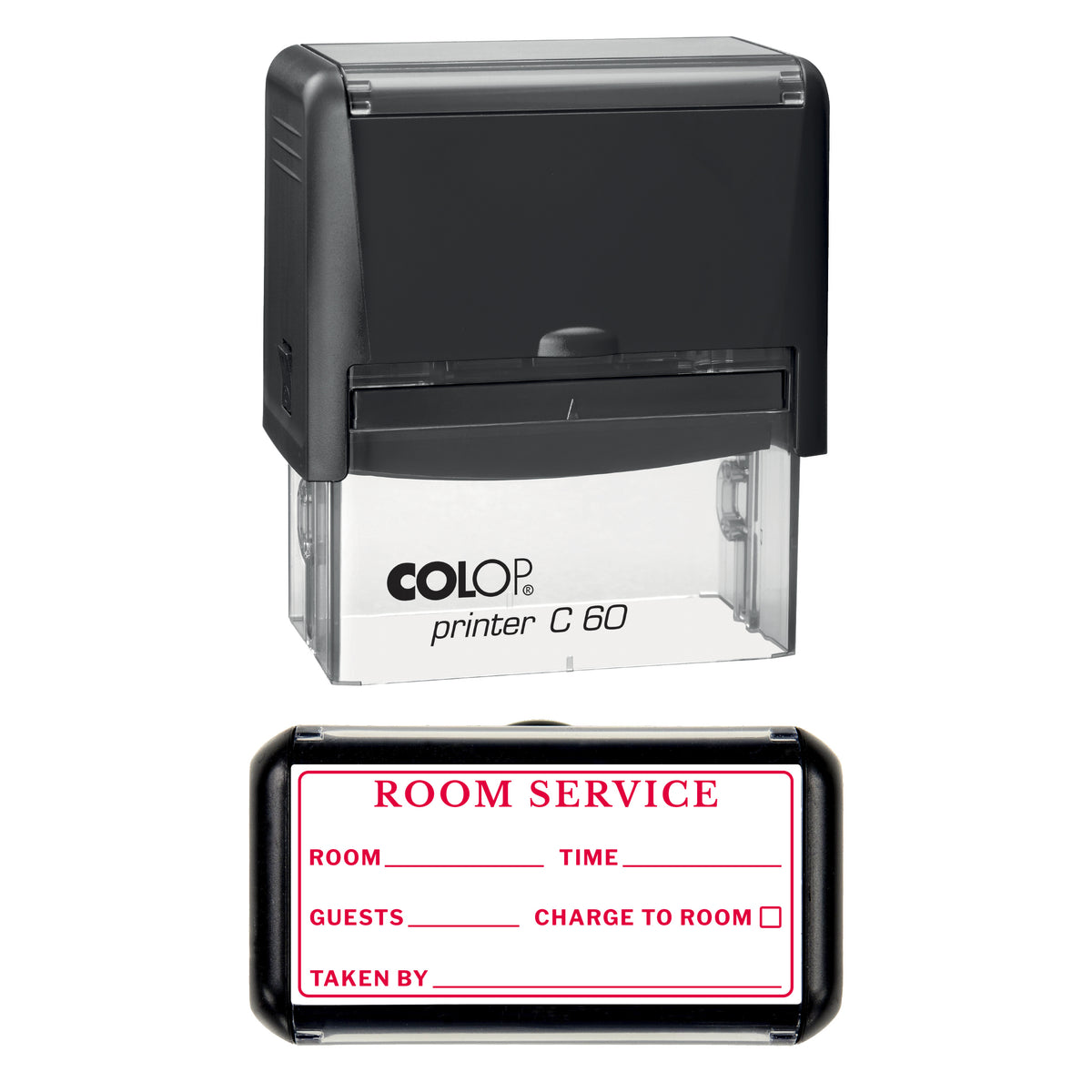 Room Service Stamp, COLOP C60, 77 x 36mm, red ink