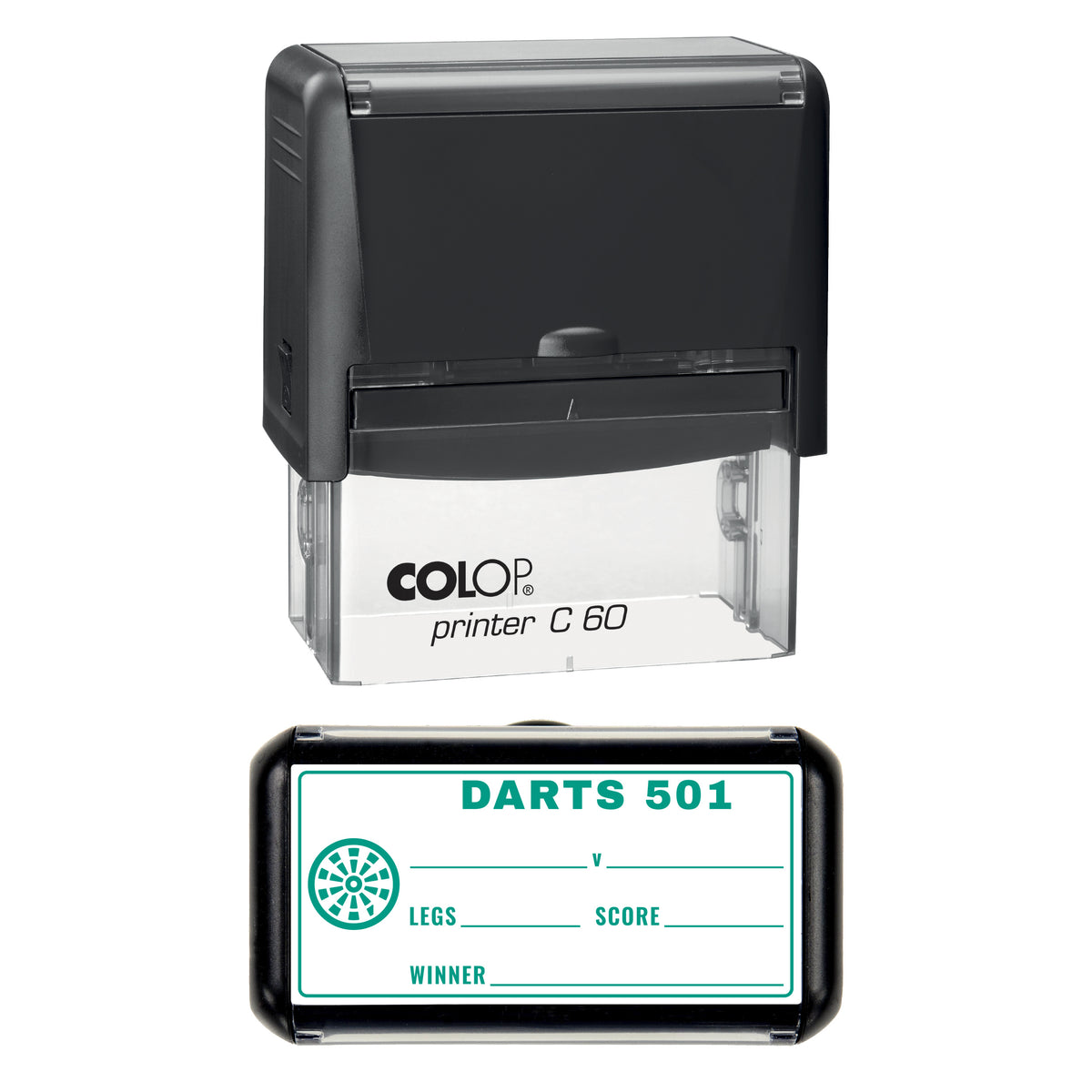 Darts 501 Scoresheet Stamp, COLOP C60, 77 x 36mm, green ink
