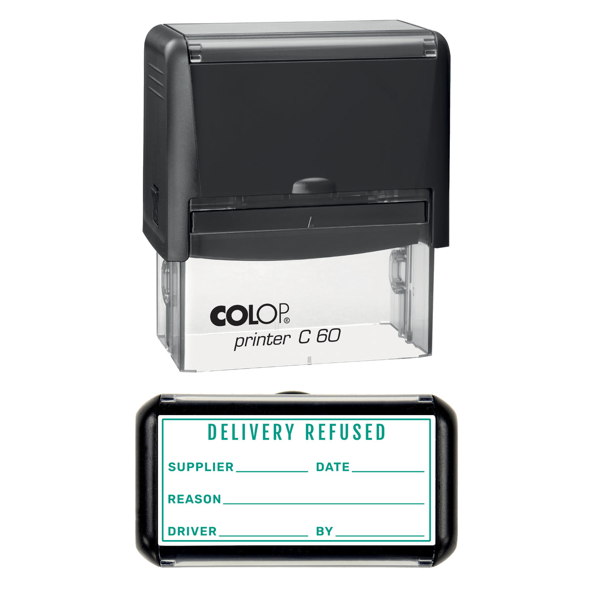 Delivery Refused Stamp, COLOP C60, 77 x 36mm, green ink