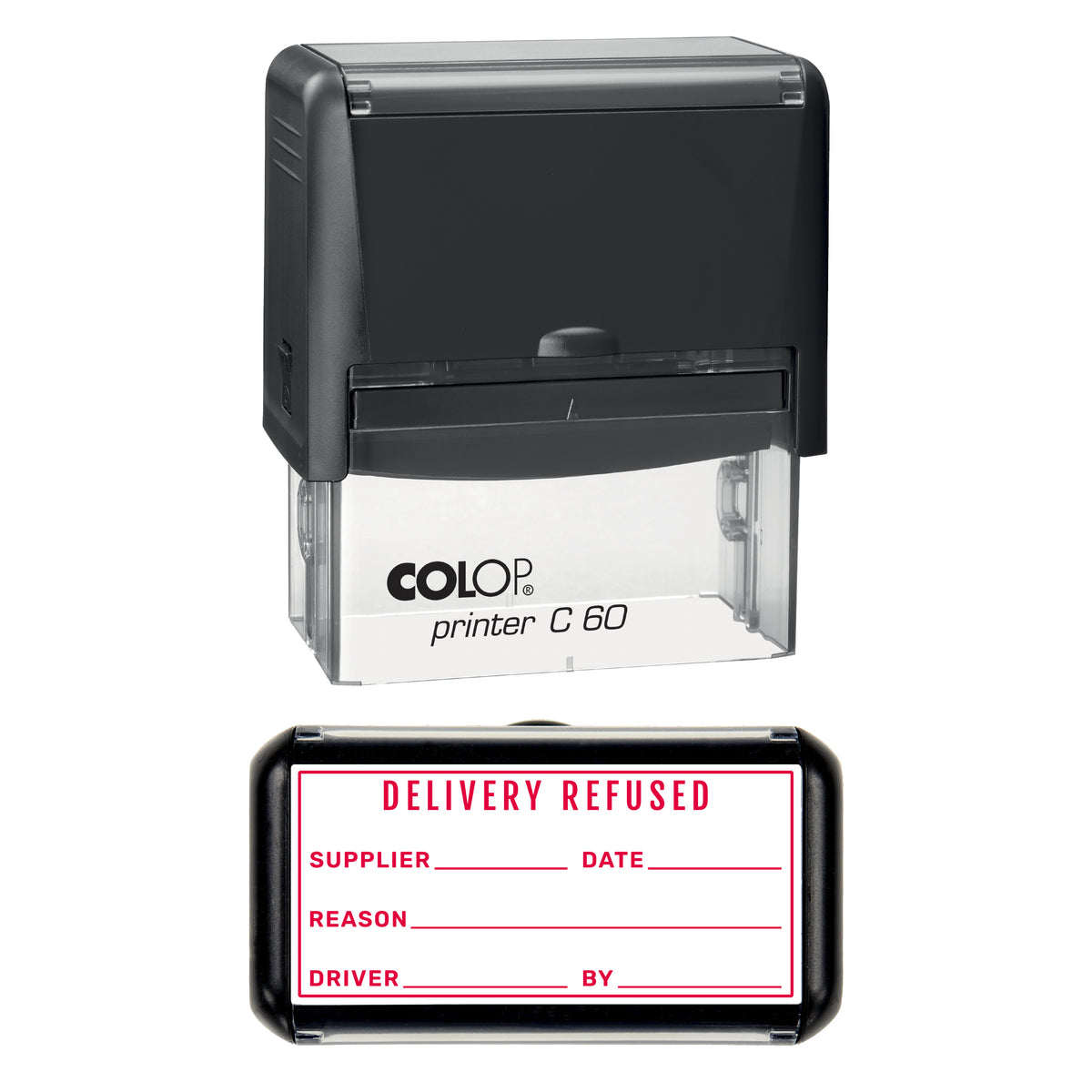 Delivery Refused Stamp, COLOP C60, 77 x 36mm, red ink