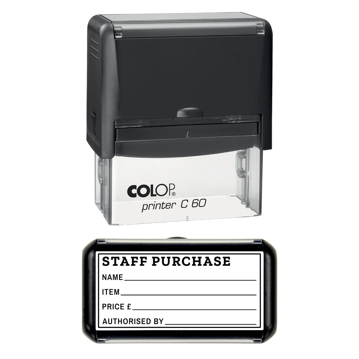 Staff Purchase Stamp, COLOP C60, 77 x 36mm, black ink
