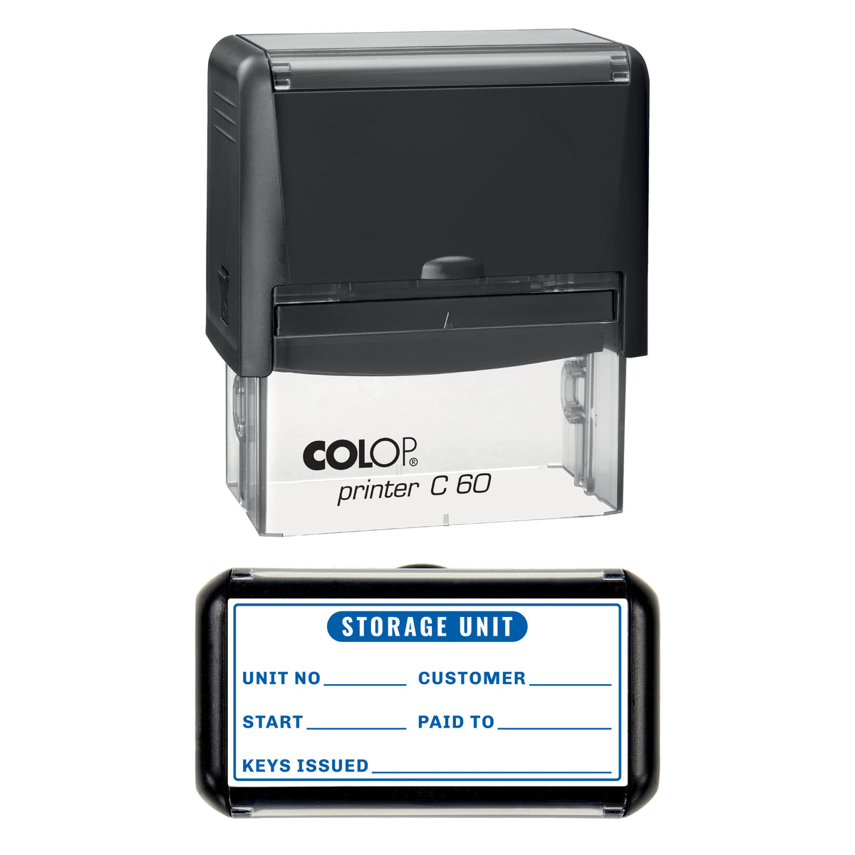 Storage Unit Stamp, COLOP C60, 77 x 36mm, blue ink