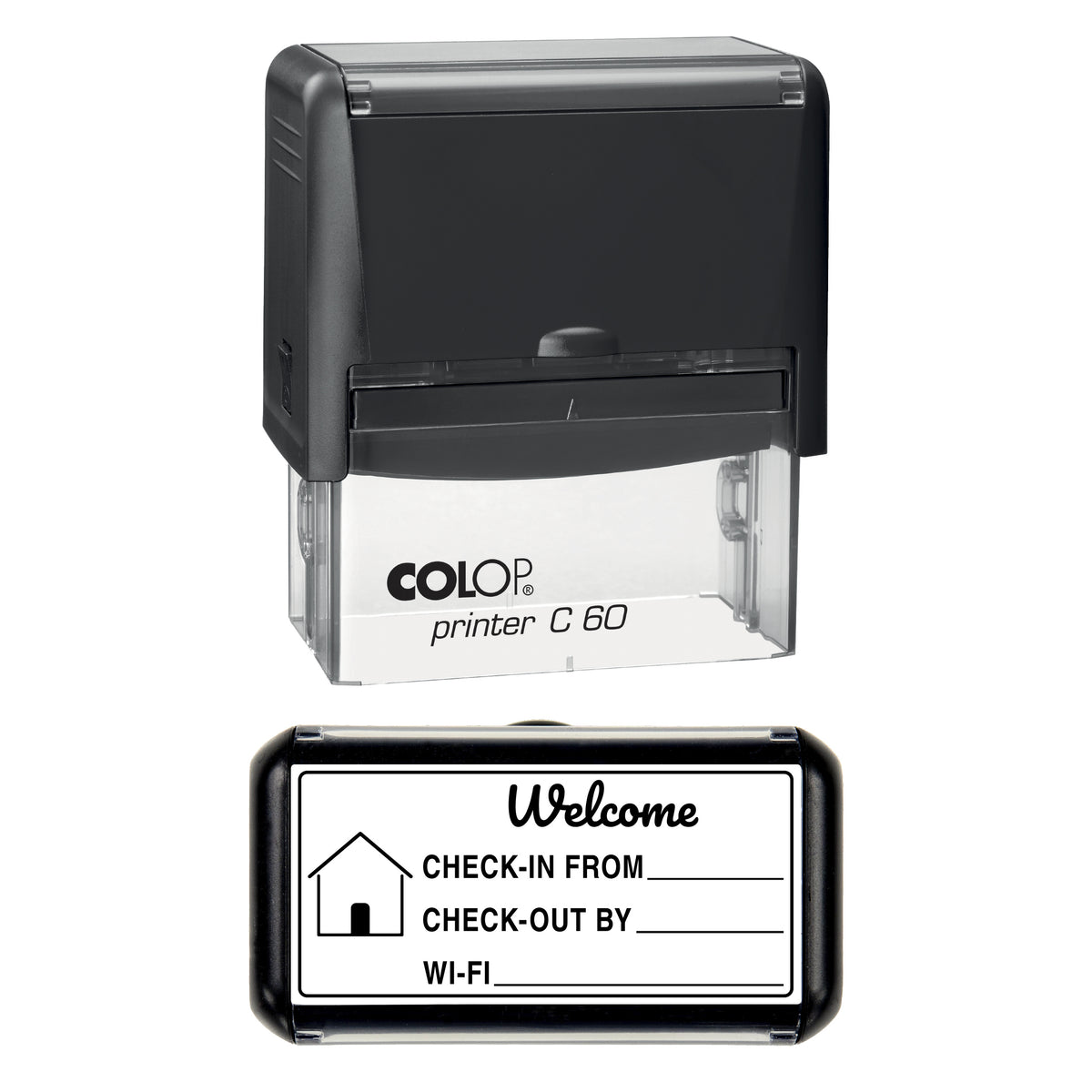 Holiday Let Welcome Card Stamp, COLOP C60, 77 x 36mm, black ink