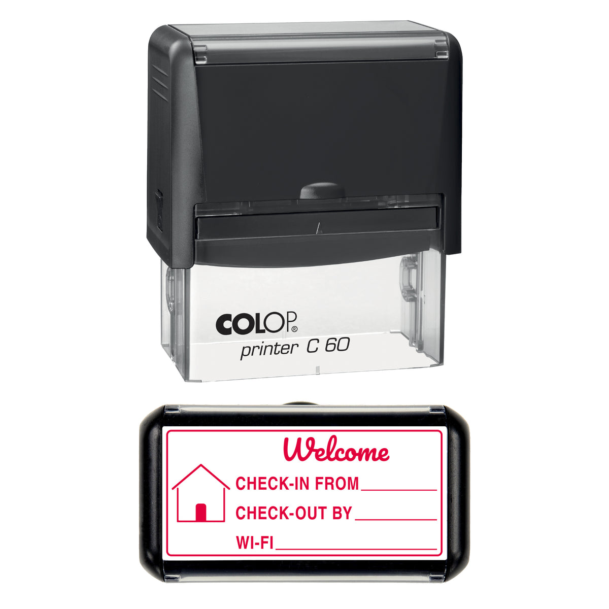 Holiday Let Welcome Card Stamp, COLOP C60, 77 x 36mm, red ink