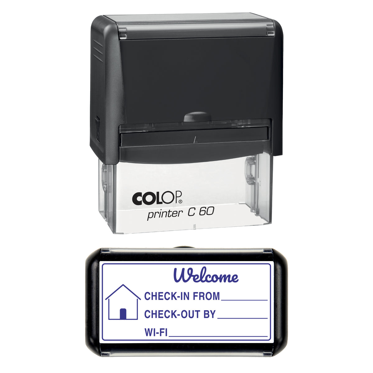 Holiday Let Welcome Card Stamp, COLOP C60, 77 x 36mm, violet ink