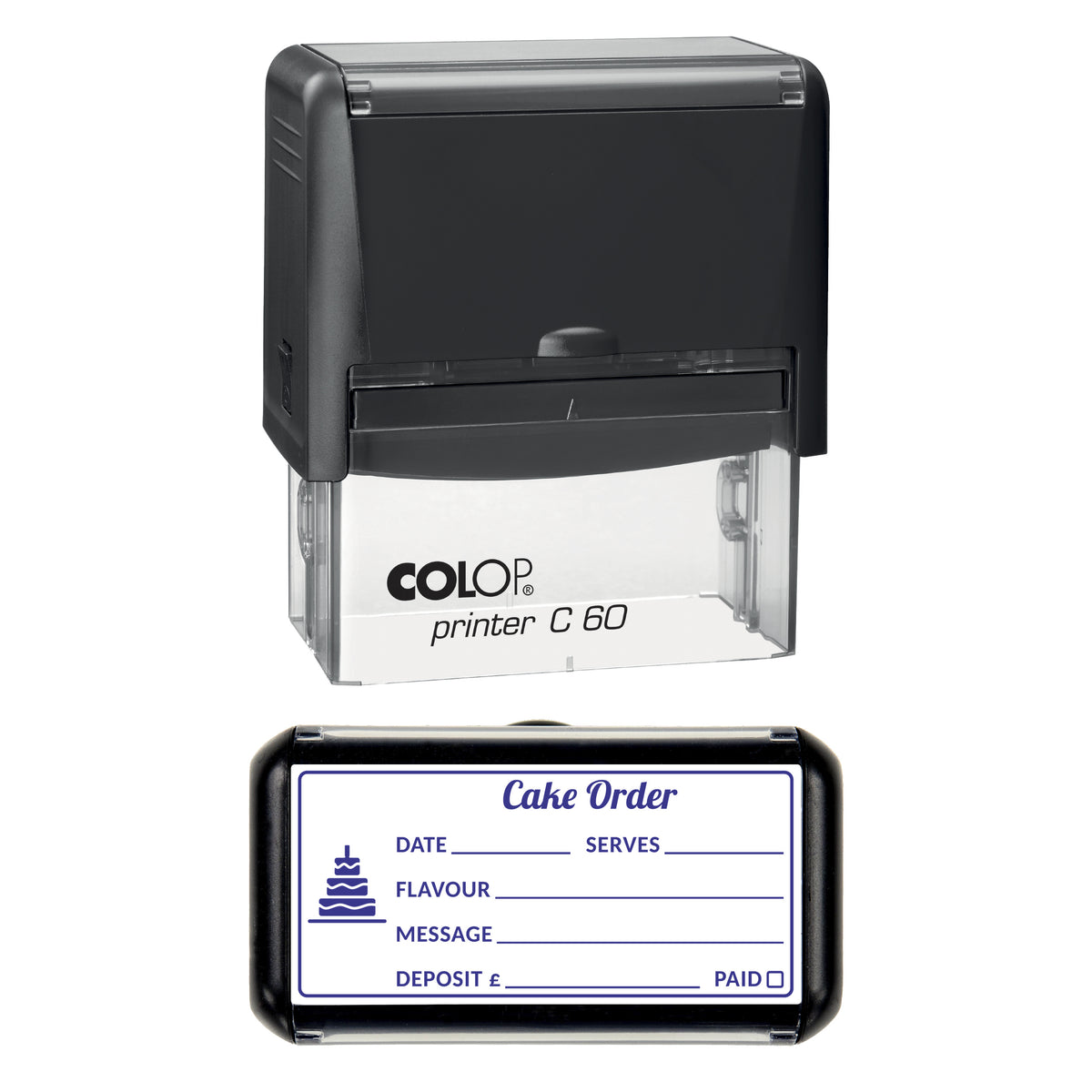 Cake Order Form Stamp, COLOP C60, 77 x 36mm, violet ink