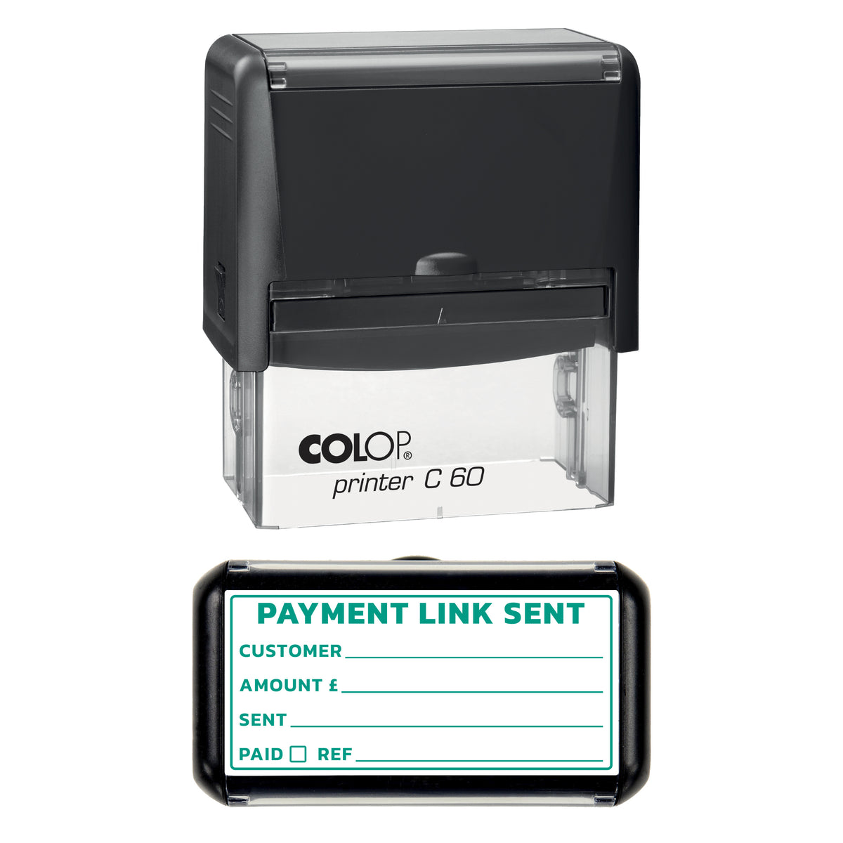 Payment Link Sent Stamp, COLOP C60, 77 x 36mm, green ink