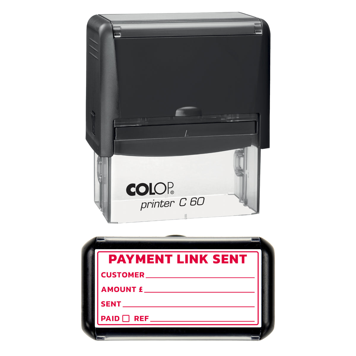 Payment Link Sent Stamp, COLOP C60, 77 x 36mm, red ink