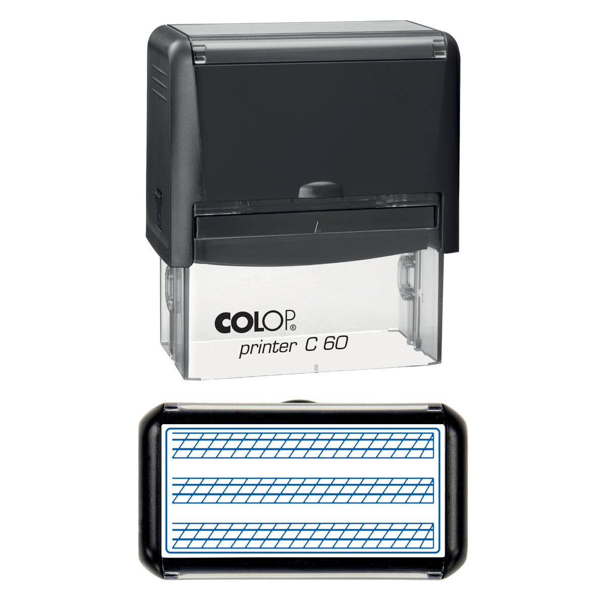Calligraphy Guide Lines Stamp, COLOP C60, 77 x 36mm, blue ink