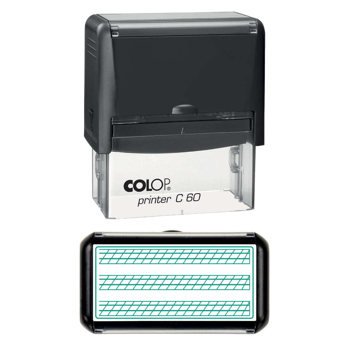 Calligraphy Guide Lines Stamp, COLOP C60, 77 x 36mm, green ink