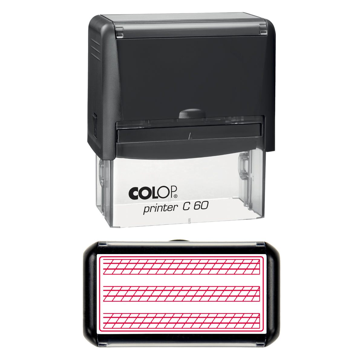 Calligraphy Guide Lines Stamp, COLOP C60, 77 x 36mm, red ink