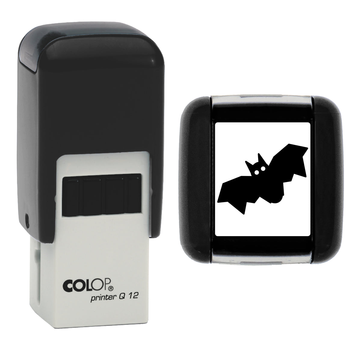 Halloween Bat Stamp, COLOP Q12, 12 x 12mm, black ink