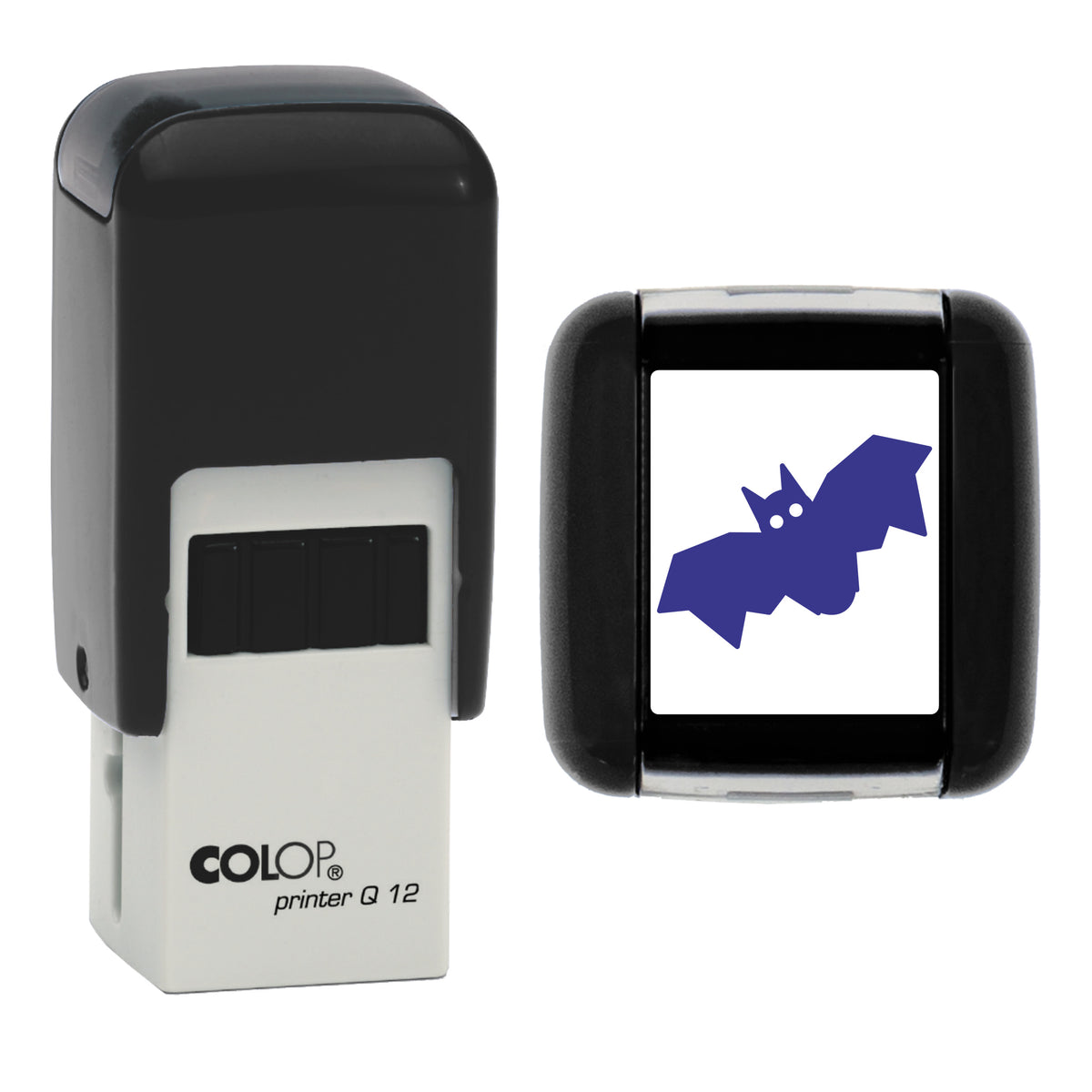 Halloween Bat Stamp, COLOP Q12, 12 x 12mm, violet ink