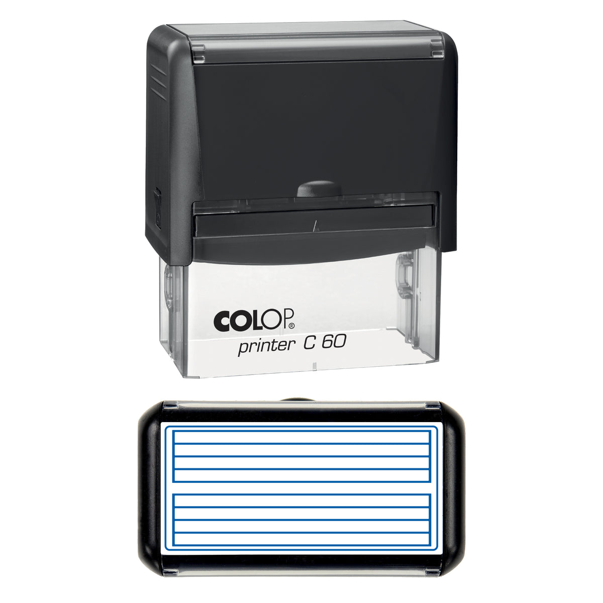 Blank Music Staves Stamp, COLOP C60, 77 x 36mm, blue ink