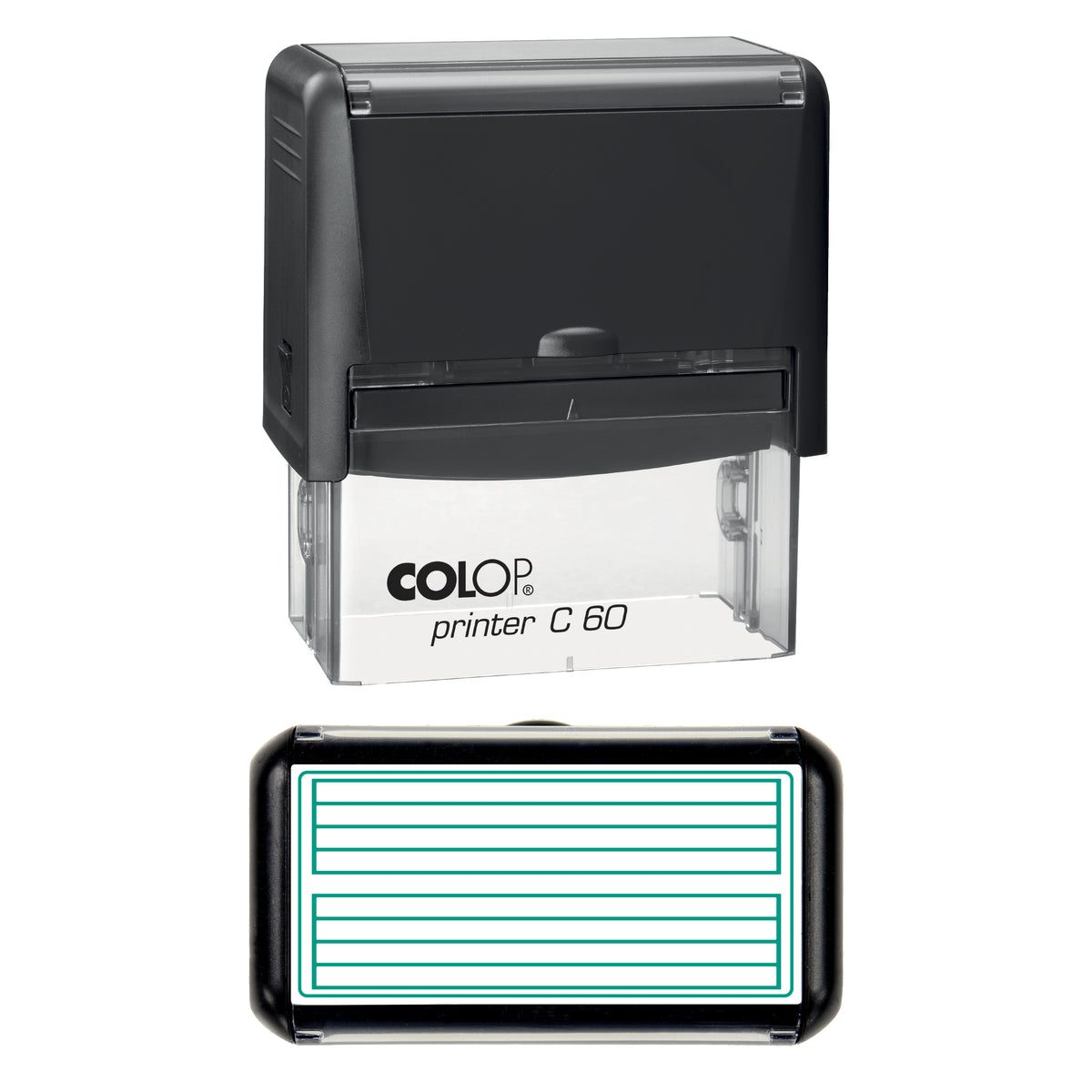Blank Music Staves Stamp, COLOP C60, 77 x 36mm, green ink