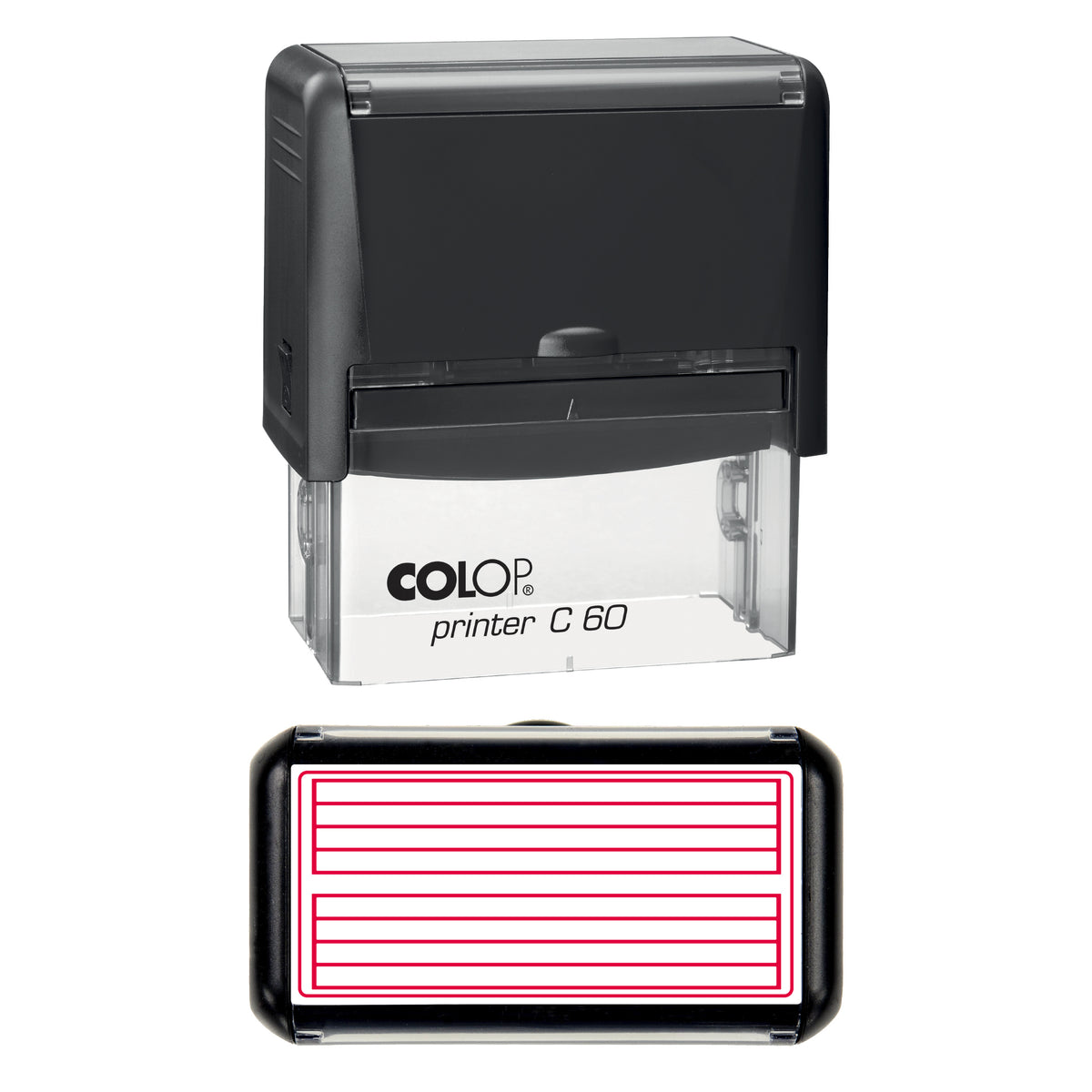 Blank Music Staves Stamp, COLOP C60, 77 x 36mm, red ink