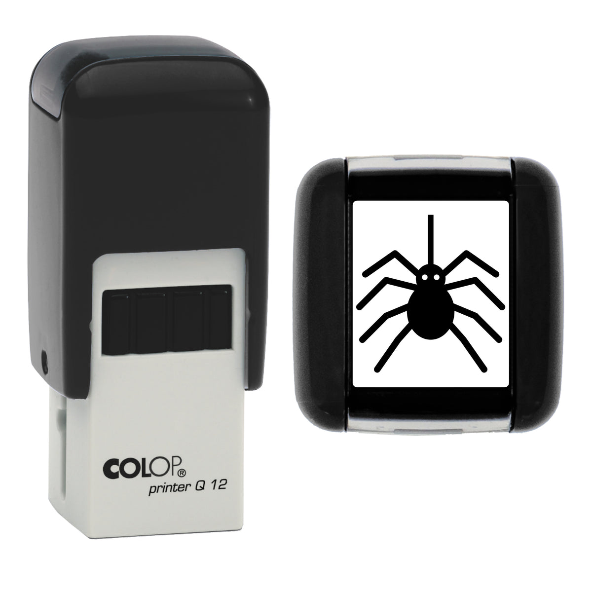 Halloween Spider Stamp, COLOP Q12, 12 x 12mm, black ink