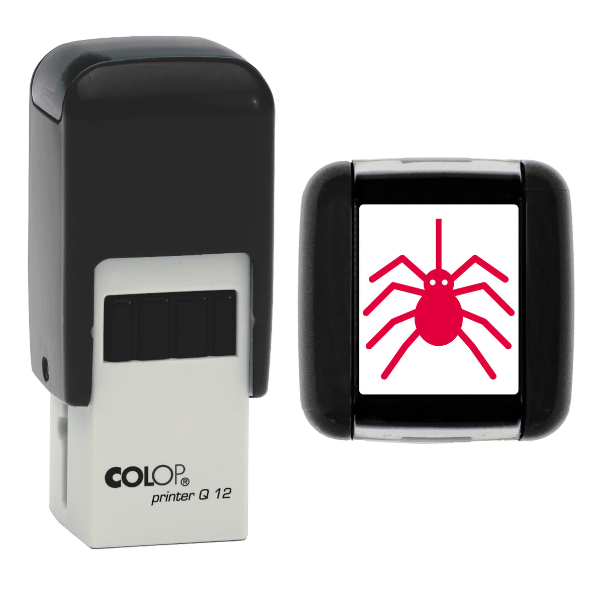 Halloween Spider Stamp, COLOP Q12, 12 x 12mm, red ink