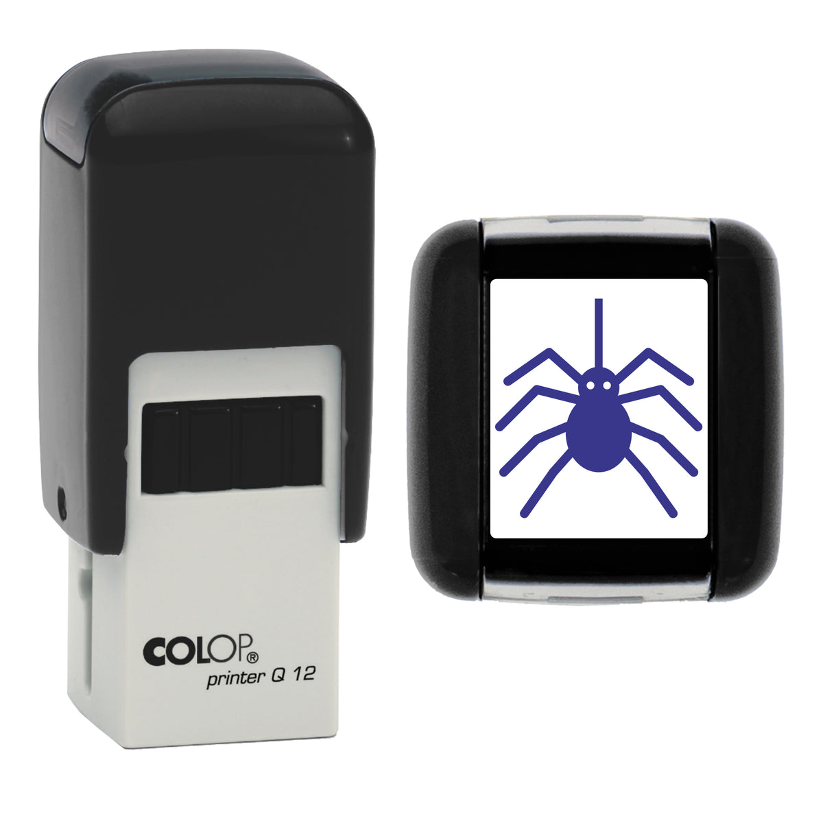 Halloween Spider Stamp, COLOP Q12, 12 x 12mm, violet ink