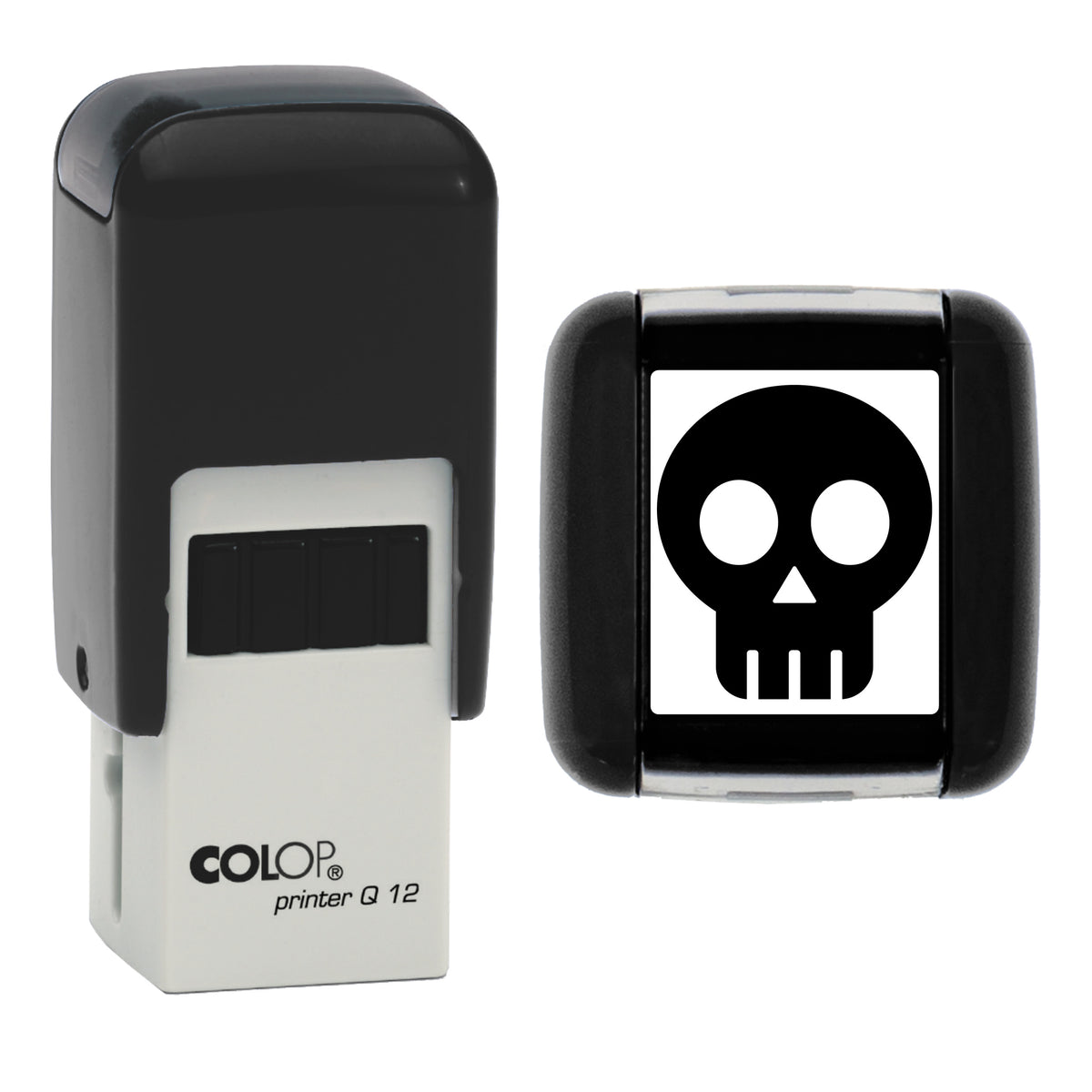 Halloween Skull Stamp, COLOP Q12, 12 x 12mm, black ink
