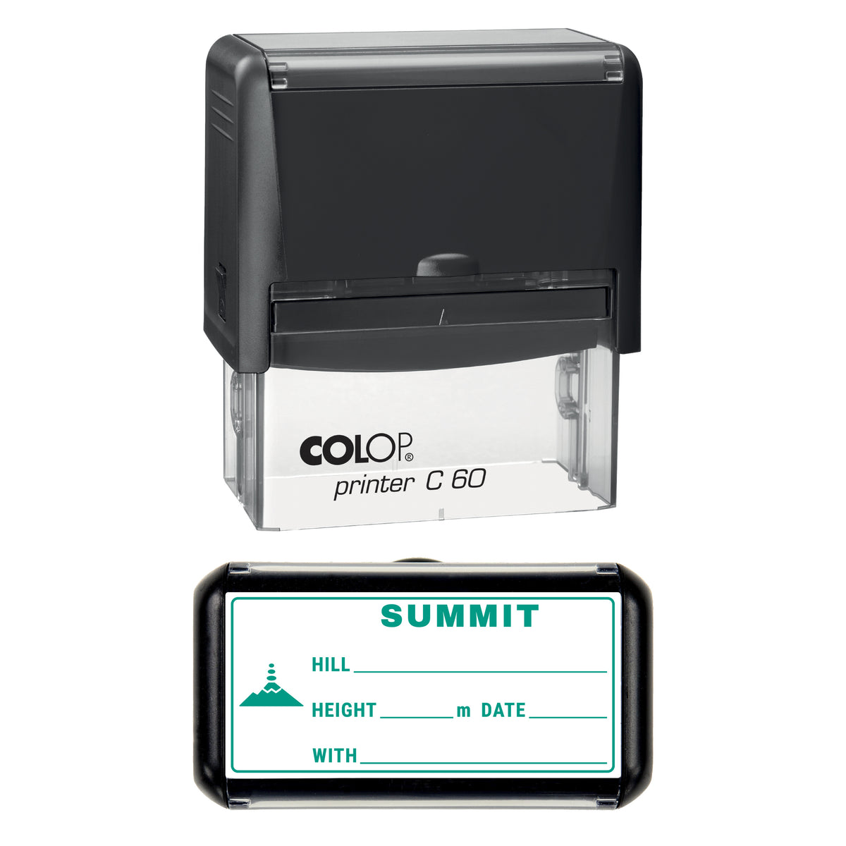 Hill Summit Log Stamp, COLOP C60, 77 x 36mm, green ink