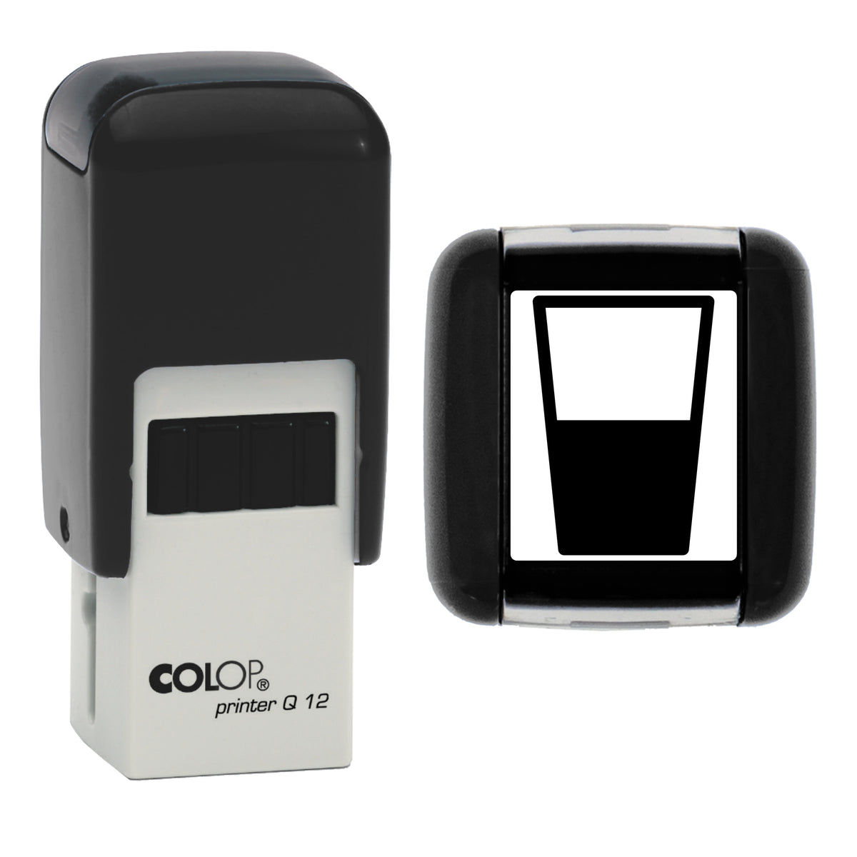 Water Glass Planner Icon Stamp, COLOP Q12, 12 x 12mm, black ink