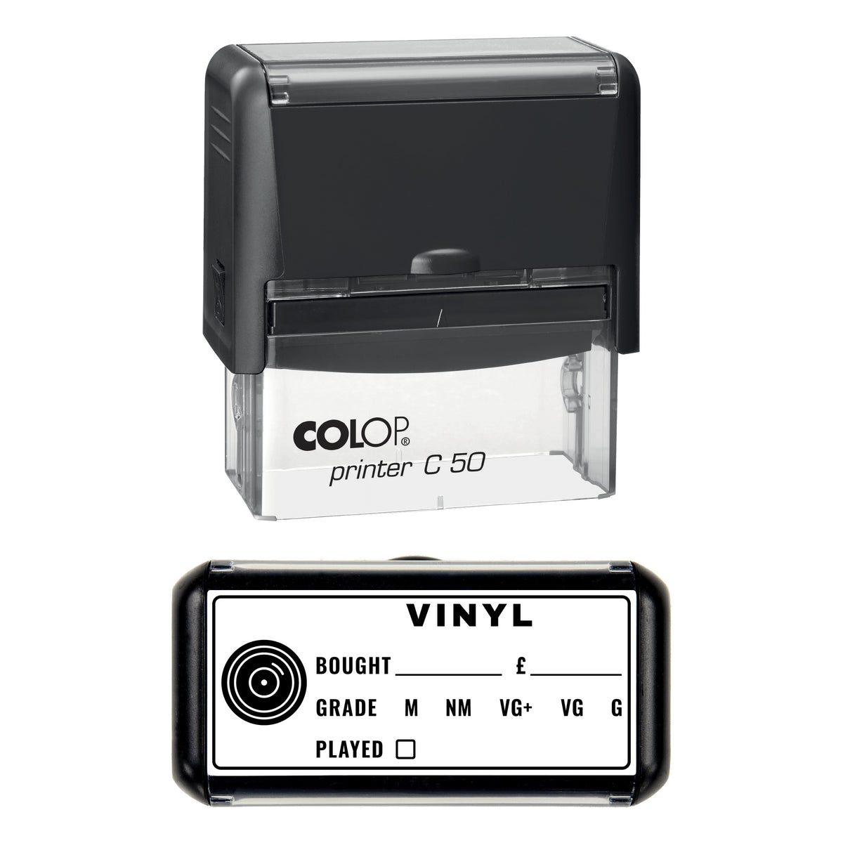 Vinyl Record Grading Stamp, COLOP C50, 70 x 30mm, black ink