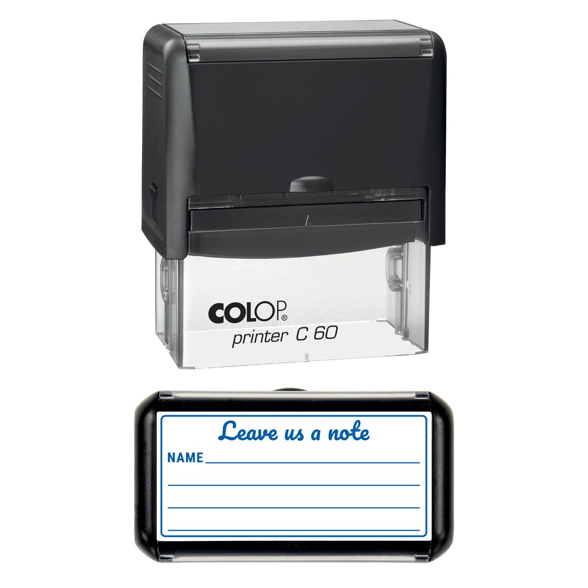 Leave Us a Note Stamp, COLOP C60, 77 x 36mm, blue ink