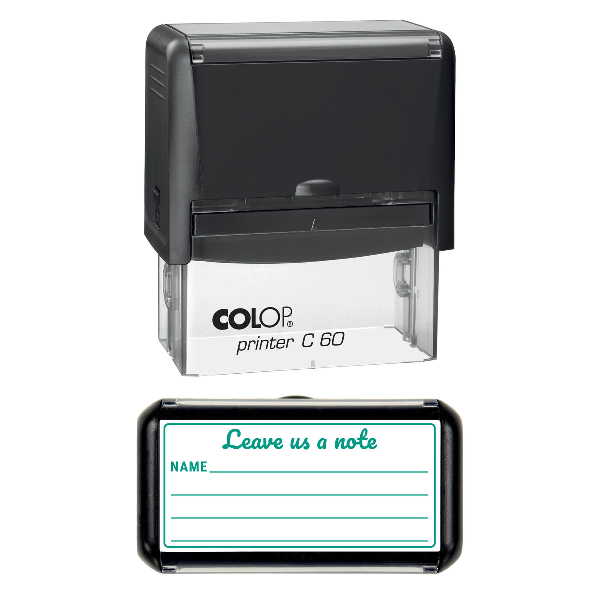 Leave Us a Note Stamp, COLOP C60, 77 x 36mm, green ink
