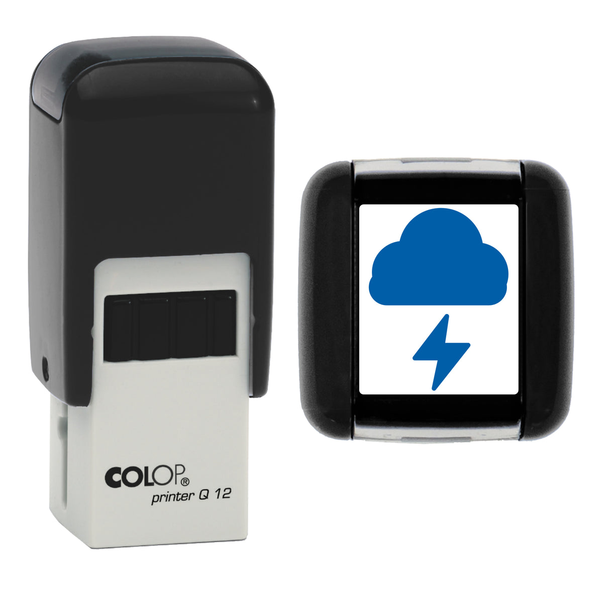 Storm Weather Planner Stamp, COLOP Q12, 12 x 12mm, blue ink