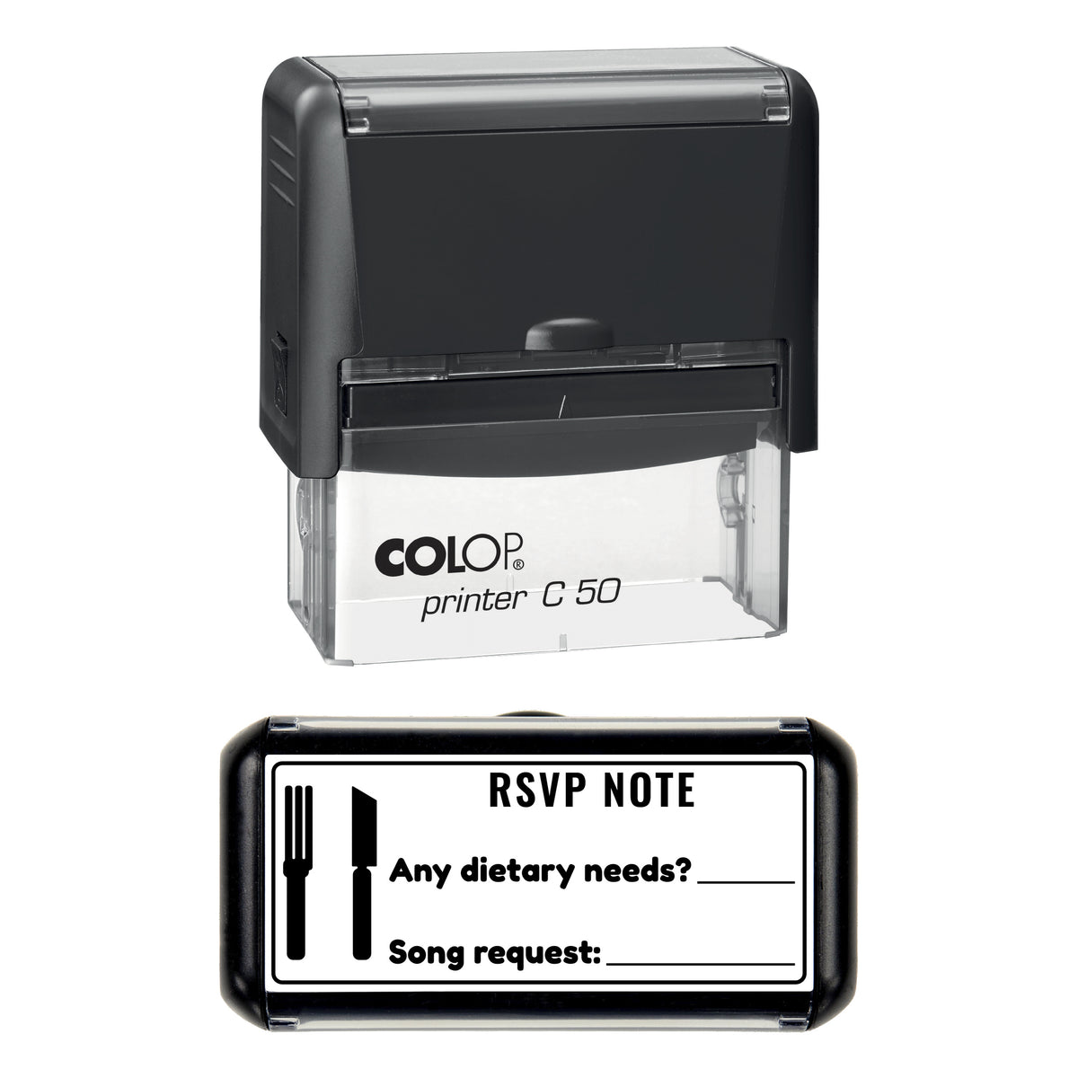 RSVP Dietary Note Stamp, COLOP C50, 70 x 30mm, black ink