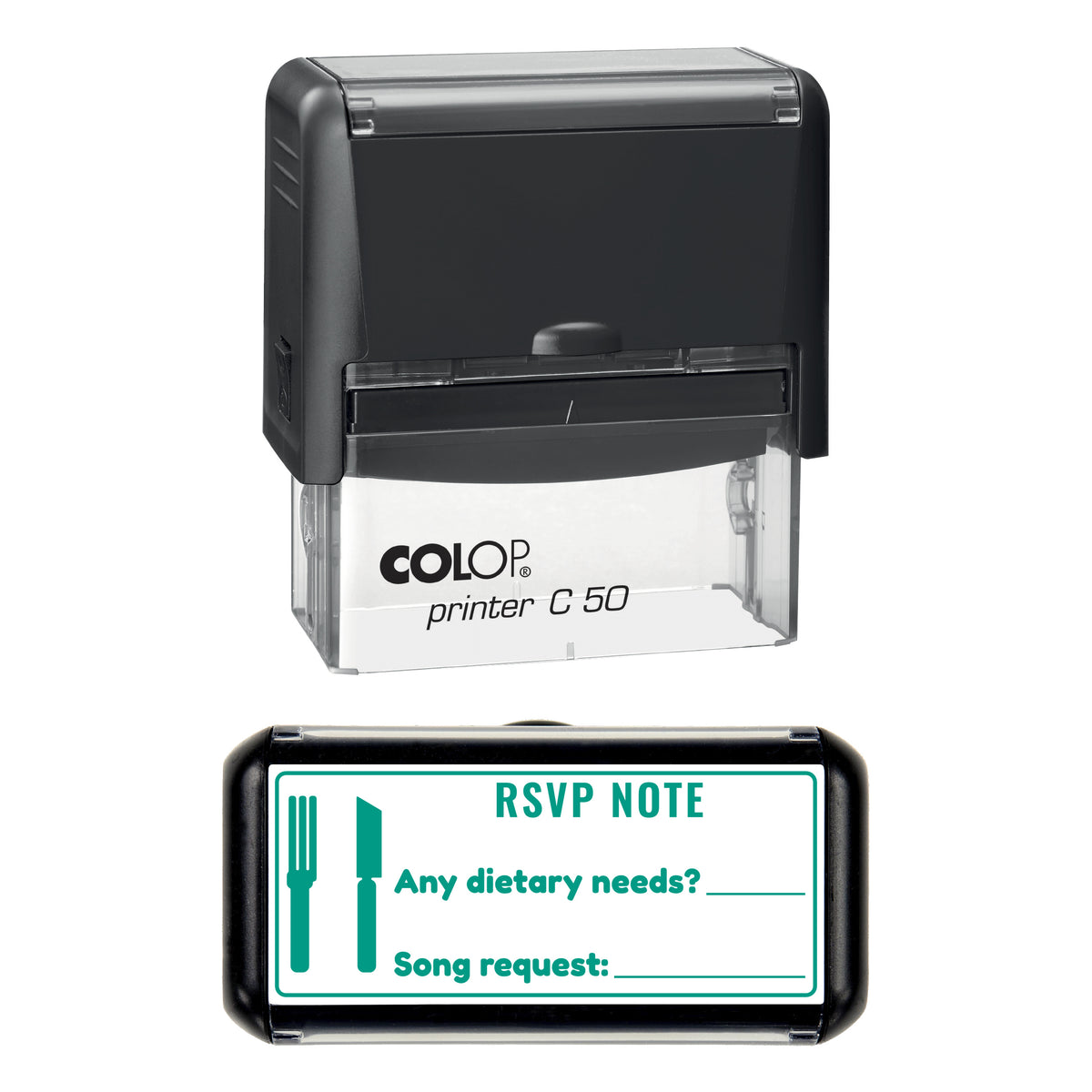 RSVP Dietary Note Stamp, COLOP C50, 70 x 30mm, green ink