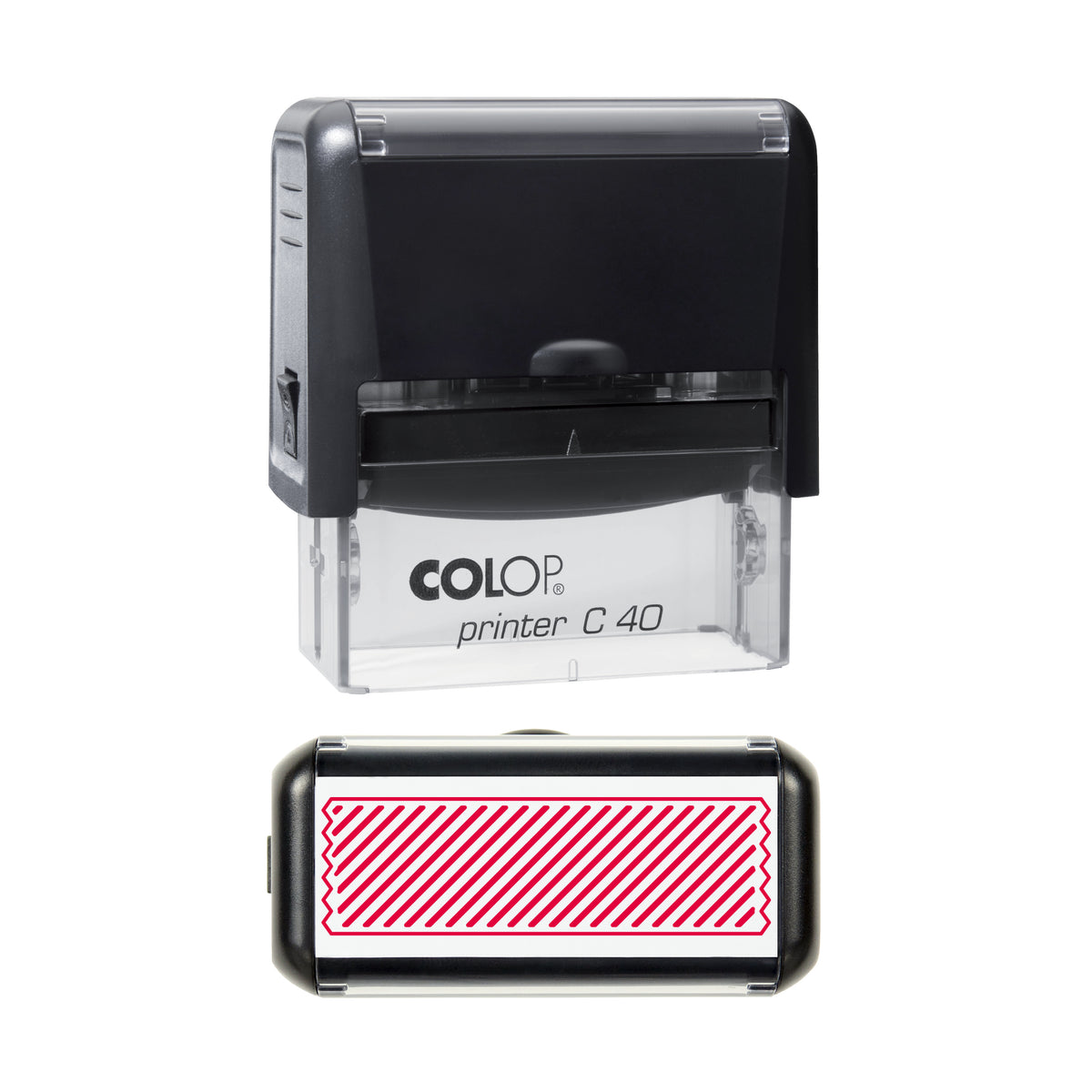 Striped Washi Strip Stamp, COLOP C40, 58 x 22mm, red ink