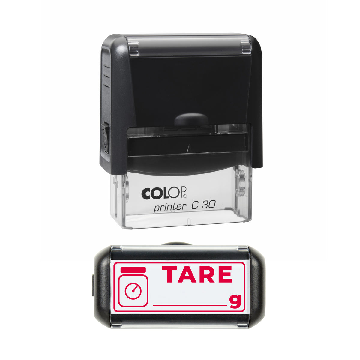 Tare Weight Stamp, COLOP C30, 45 x 18mm, red ink