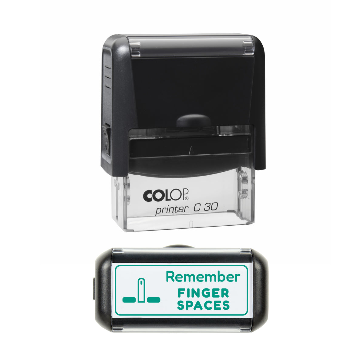 Remember Finger Spaces Teacher Stamp, COLOP C30, 45 x 18mm, green ink