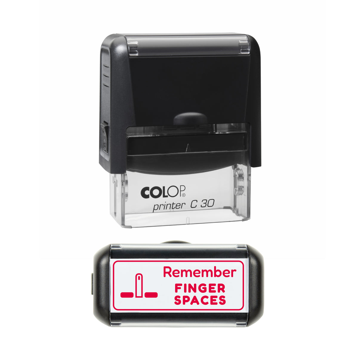 Remember Finger Spaces Teacher Stamp, COLOP C30, 45 x 18mm, red ink