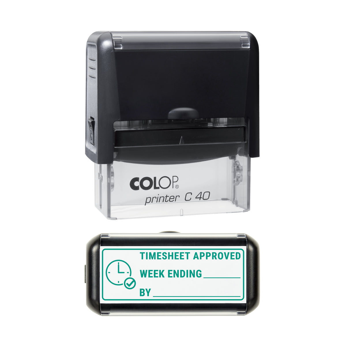 Timesheet Approved Stamp, COLOP C40, 58 x 22mm, green ink