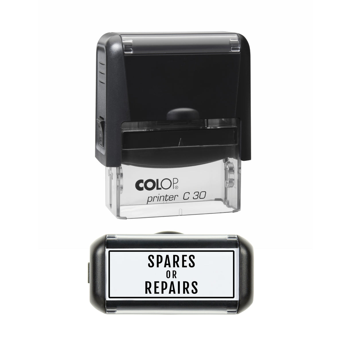 Spares or Repairs Stamp, COLOP C30, 45 x 18mm, black ink