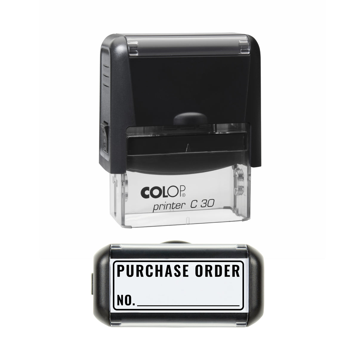 Purchase Order Number Stamp, COLOP C30, 45 x 18mm, black ink