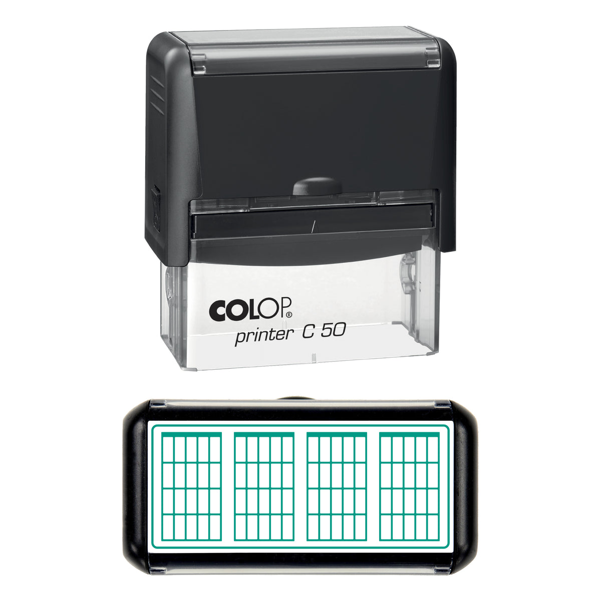 Guitar Chord Boxes Stamp, COLOP C50, 70 x 30mm, green ink