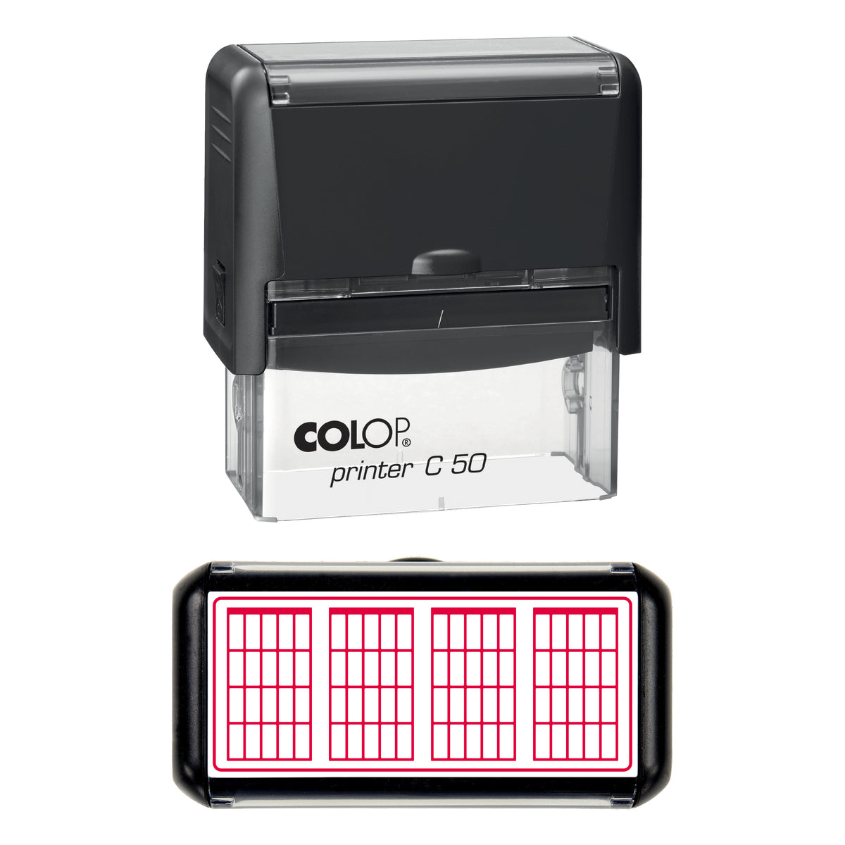 Guitar Chord Boxes Stamp, COLOP C50, 70 x 30mm, red ink