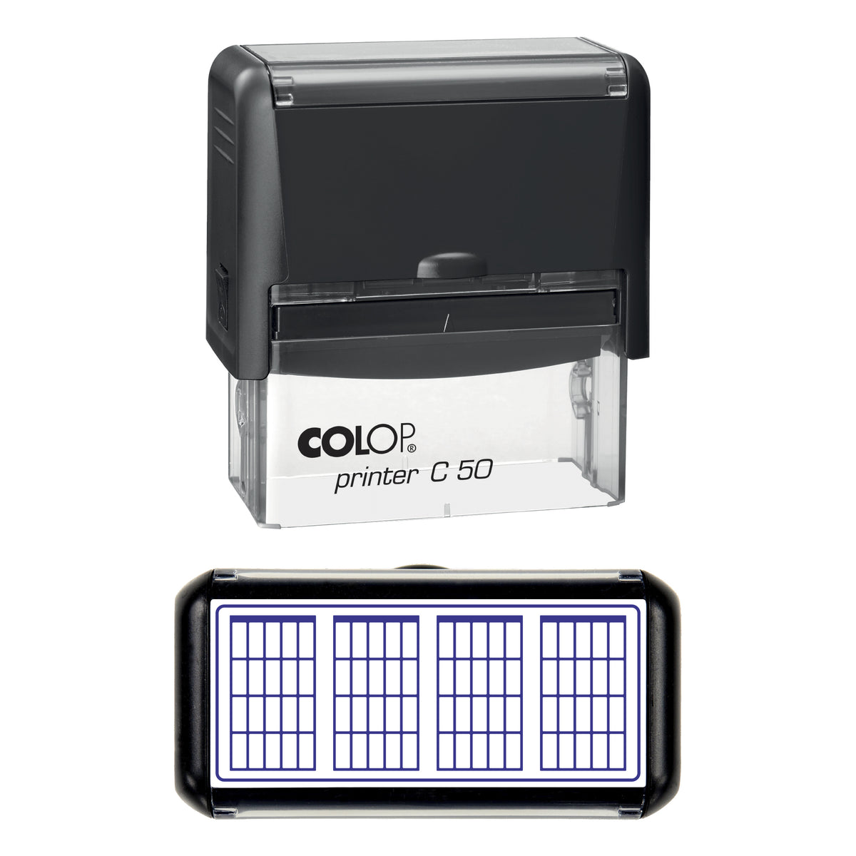 Guitar Chord Boxes Stamp, COLOP C50, 70 x 30mm, violet ink