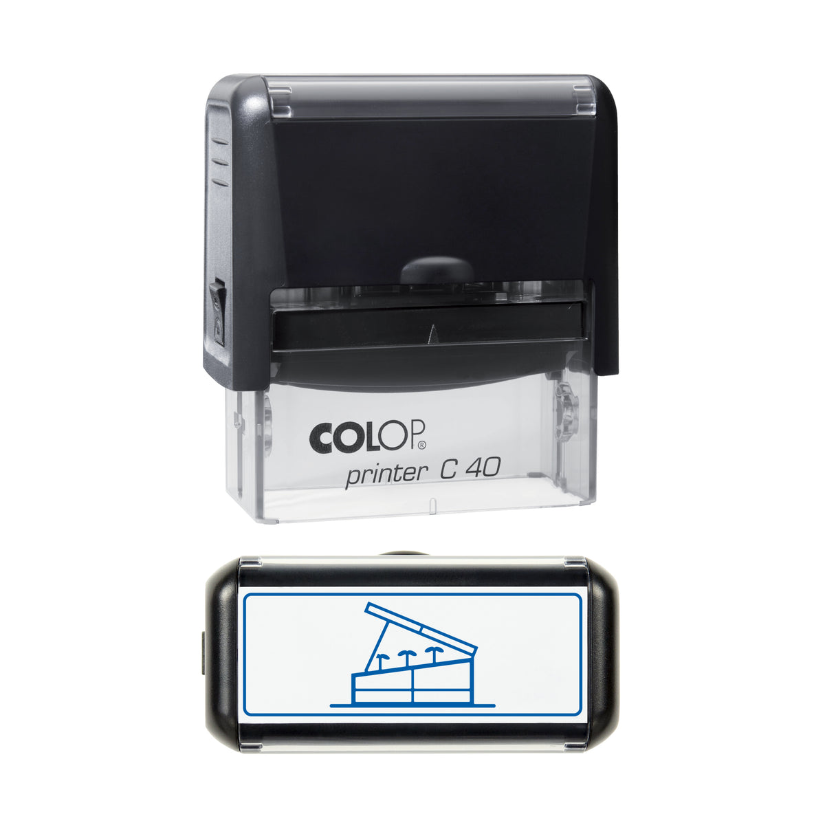 Garden Cold Frame Stamp, COLOP C40, 58 x 22mm, blue ink